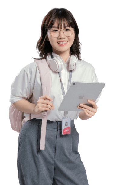 Student holding tablet